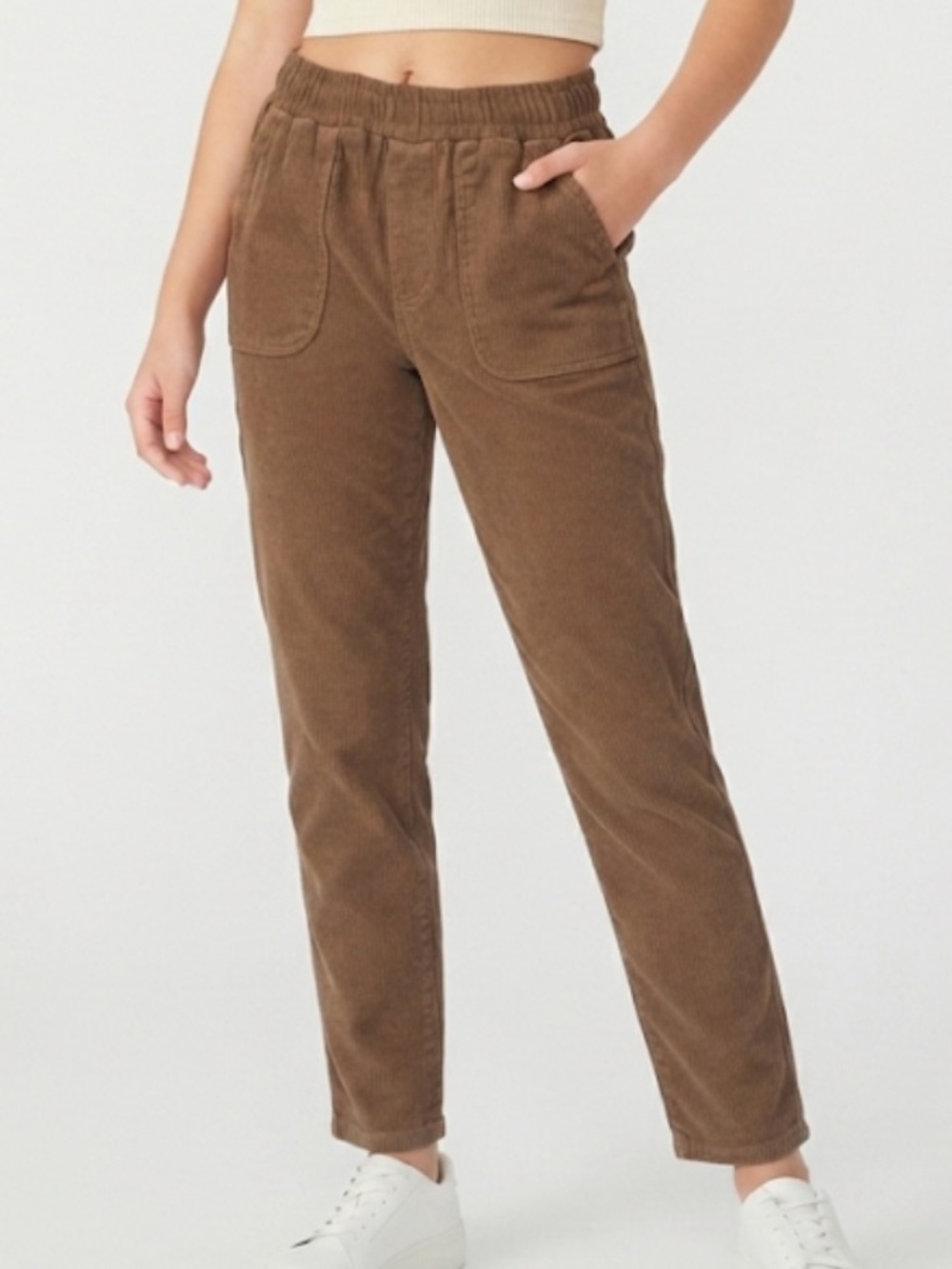 Women's High-Rise Corduroy Jogger Pants in Brown Size Small